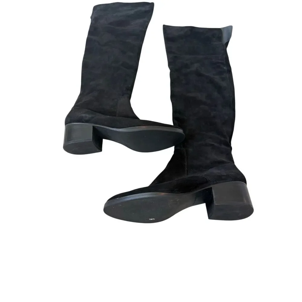 Via Spiga Womens Black Suede Block Heel Sophies Over The Knee Boots Size 8.5